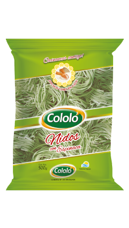 FIDEOS CON ESPINACA NIDOS 500GRS.